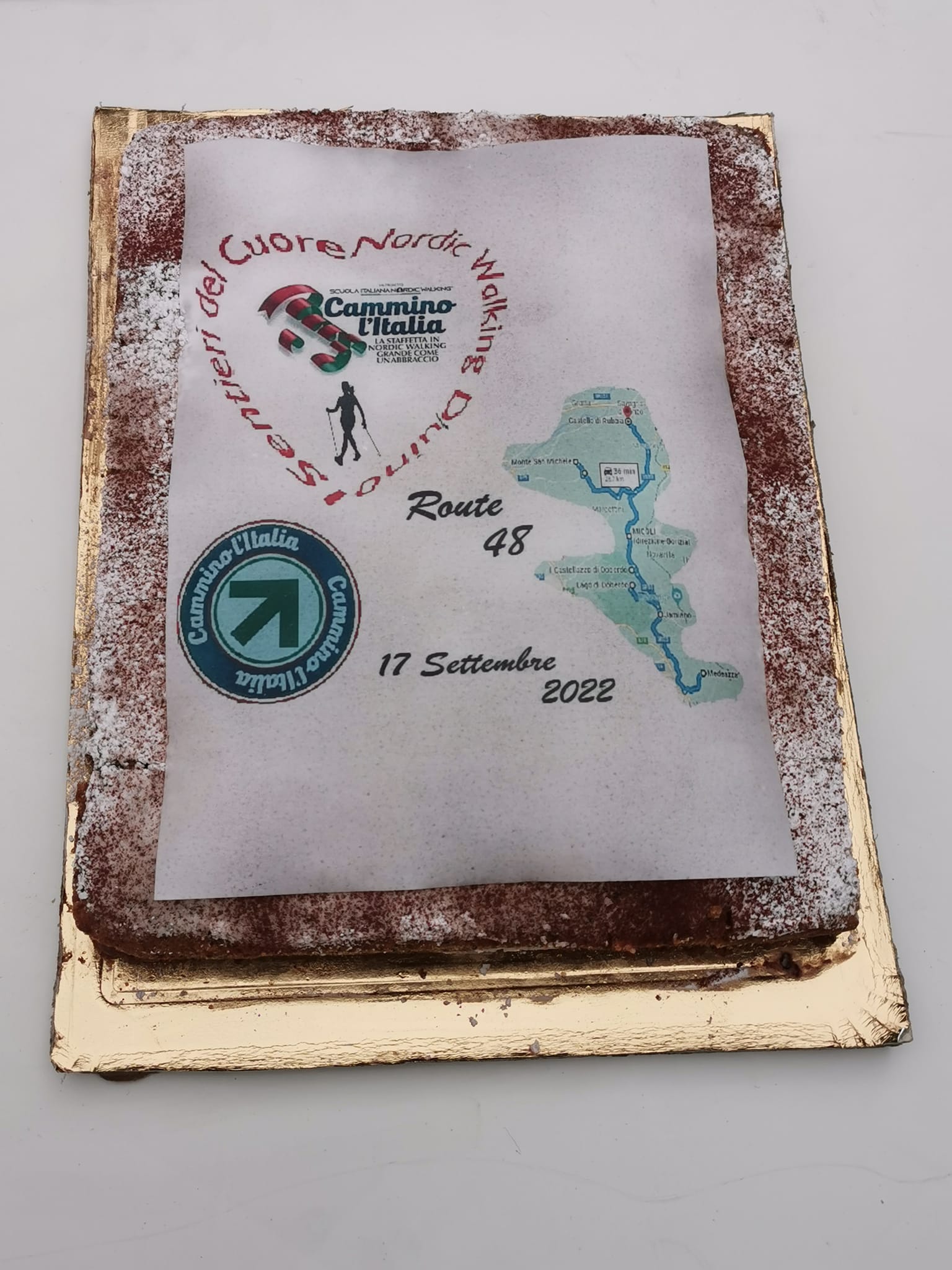 2022-09-24 La torta di Carmine per il CAMMINO L'ITALIA ROUTE 48 Medeazza-Rubbia